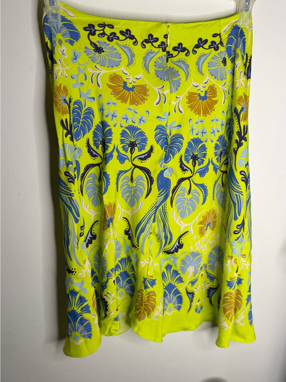 Anthropologie Farm Rio Sateen Knee Length Slip Skirt Neon Green - Picture 5 of 5